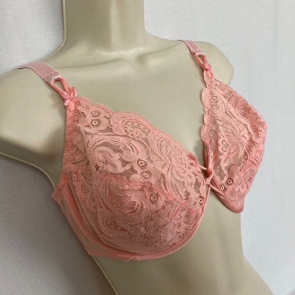 Vintage Victorias Secret Gold Label Bra 36DD Pink Sheer Lace Underwire 90s Y2K - Picture 3 of 10